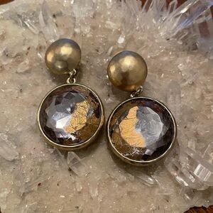 Chico’s Gold and Crystal Drop Clip-on Earrings